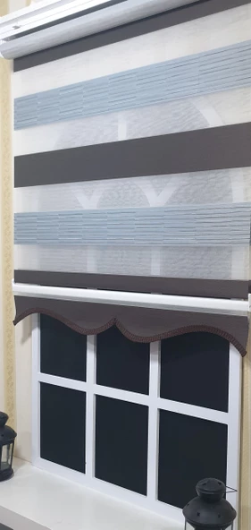 Pliseli Zebra Stor Perde Kahve Gri Etek Dilimli ST 015  Gri 60 x 200 - 3