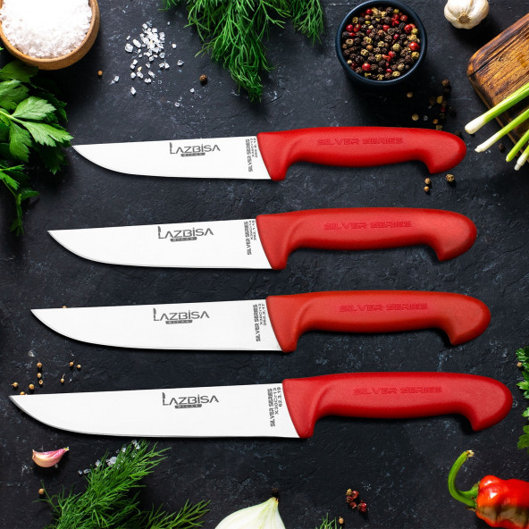 Lazbisa Mutfak Bıçak Seti Et Ekmek Kıyma Sebze Bıçağı - Silver Serisi