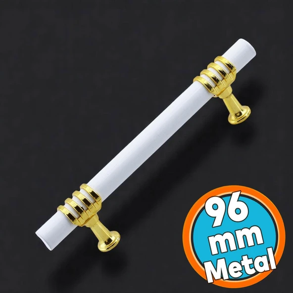 Metal Kulp Mobilya Mutfak Dolabı Çekmece Dolap Kulpları Kapak Kulpu Kulbu Beyaz Altın 96 mm