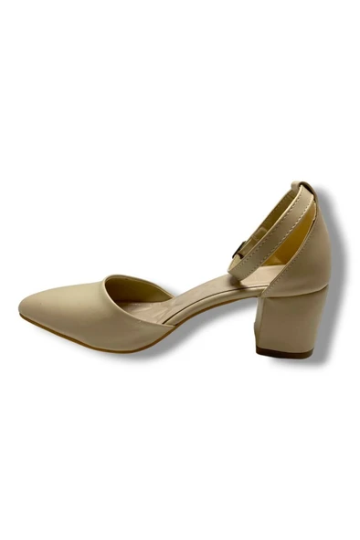 C-Shoes 104-25 Deri Yanları Açık Kalın Topuk Kadın Ayakkabı - 3