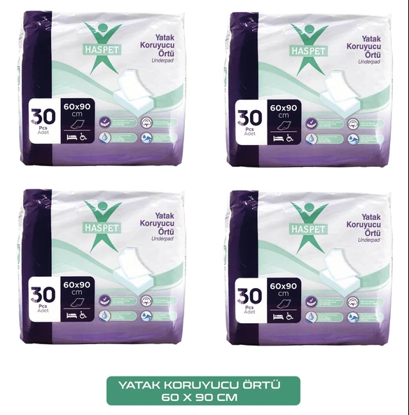 Haspet Yatak Koruyucu Örtü 60x90 cm 4lü (120 adet)