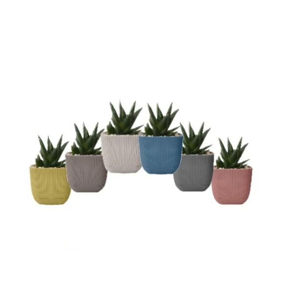 Omnipazar KRS-382 Dekoratif Plastik Mercan Kare Saksı 0.67 lt 6 Renk Set - Resim 2