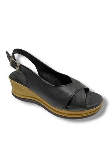 C-Shoes KA06-25 Deri Anatomik Dolgu Topuk Kadın Sandalet