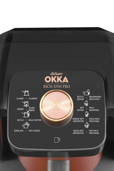 OK0020 Okka Rich Spin Pro Çelik Cezveli Közde Sütlü Türk Kahve Makinesi - Bakır 5 Fincan - 5