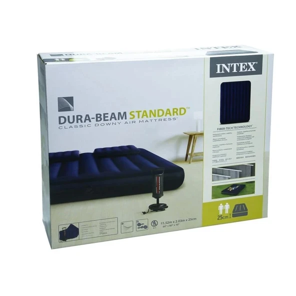 Queen Şişme Yatak Seti + Yastık + Pompa 152x203x25 cm – Tatil İçin İdeal - 4