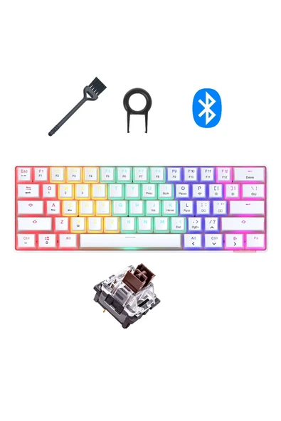 Ajazz %60 Kablosuz Mekanik Oyuncu Klavyesi-brown Switch-pudding Keycap