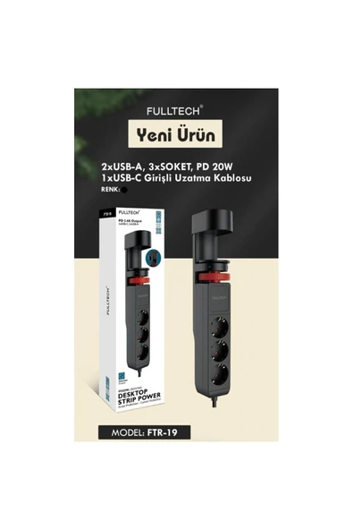 Sarftech Akım Korumalı Priz Masa Kenarı Ayarlanabilir 3 Priz + 2 USB + 1 Type C Girişli Priz - 4