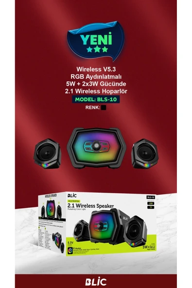 Sarftech 2+1 5W+3Wx2 RGB Gaming Wireless Bluetooth Hoparlör 2+1 Ses Sistemi Gaming Hoparlör - 4