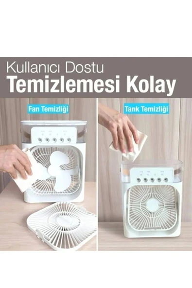 EZERE Taşınabilir Ev Ofis Hava Vantilatörü Nemlendirici Fan Ve Buhar Makinesi Rgb Işıklı - 4