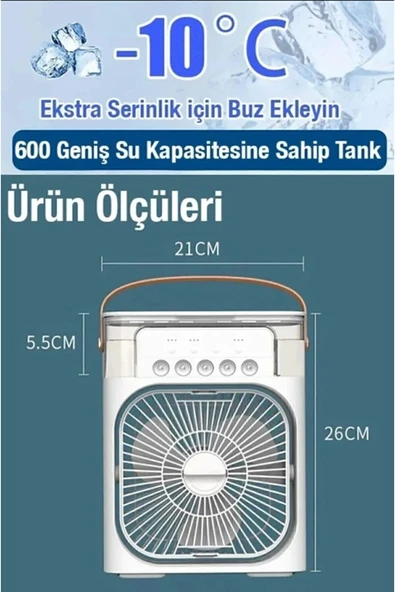 EZERE Taşınabilir Ev Ofis Hava Vantilatörü Nemlendirici Fan Ve Buhar Makinesi Rgb Işıklı - 2