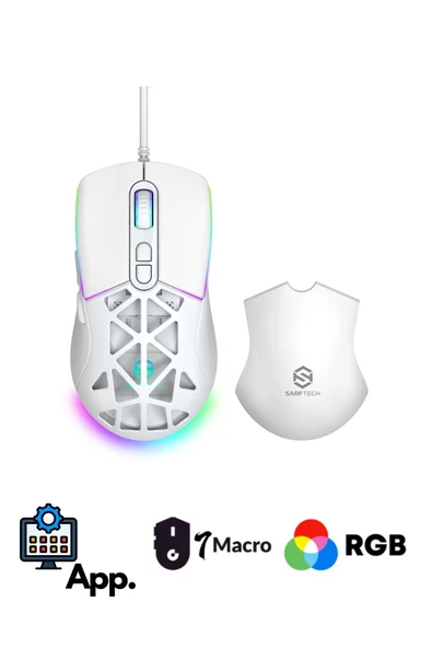 Sarftech Rgb 7 Tuşlu 12.800dpi Makrolu Yazılım App Destekli Değiştirilebilir Başlıklı Gaming Oyuncu Mouse