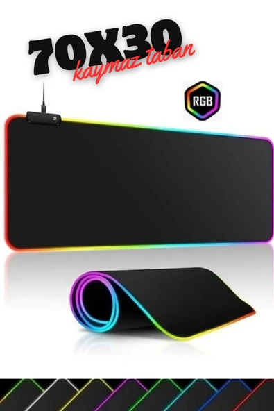 Sarftech 70x30 Rgb Mouse Pad Led Işıklı Speed Yüzey Su Geçirmez Gamepad Baskısız Siyah Renk Gaming Mousepad