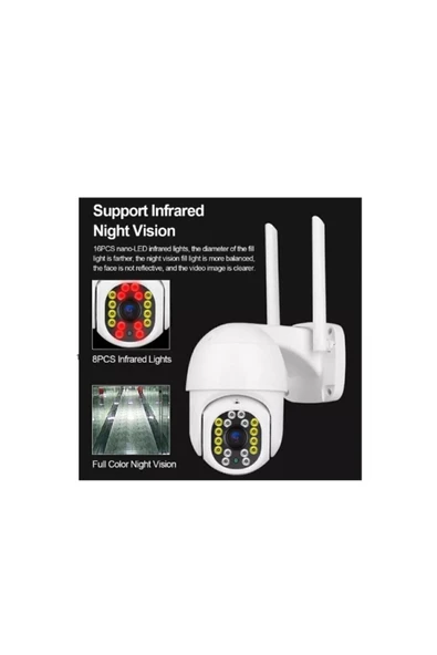 Sarftech 360 Derece Yönlendirilebilir Wifi Ip Su Geçirmez Iç Dış Mekan Kamera 32 Ledli 1080p Hd - Resim 6