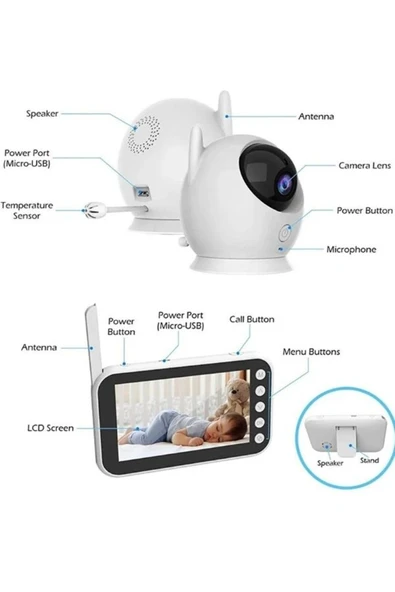 Sarftech Blm-34 Gece Görüş Sesli Telsiz Görüntülü Kablosuz Güvenlik Kamera Bebek Monitörü - 5
