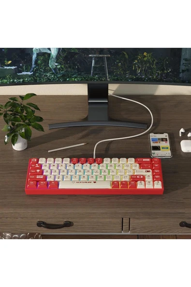 Sarftech AK680 %60 Boy Yazılım Uygulamalı  Hot-Swap Kablolu Gaming Klavye Switch Hediyeli Oyuncu Klavyesi - 3