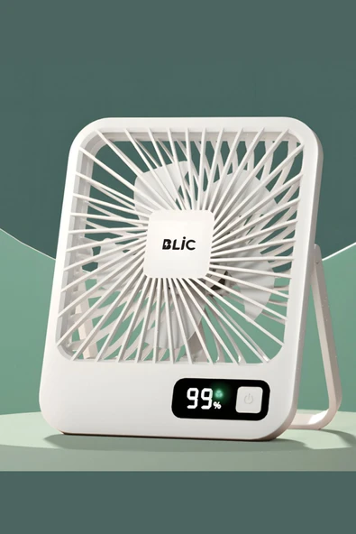 Sarftech Ayarlanabilir Ayaklı Süper Sessiz Zarif Ergonomik Tasarım Göstergeli Bataryalı Sarjlı Masaüstü Fan - 3