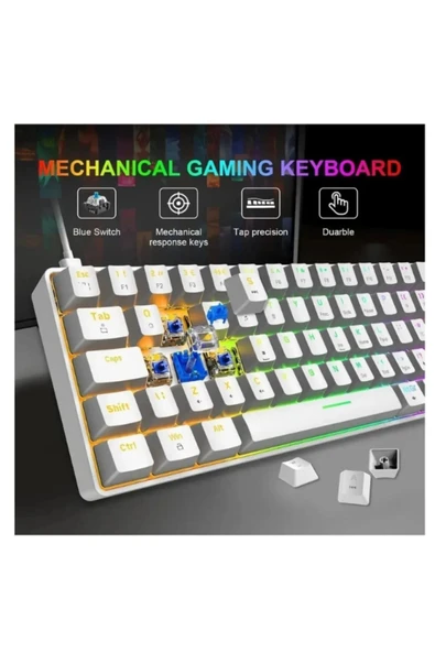 Sarftech T60 Beyaz RGB Klavye Yazılım Uygulamalı Kablolu Gaming Oyuncu Klavyesi T60 - 4