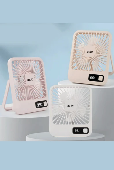 Sarftech Ayarlanabilir Ayaklı Süper Sessiz Zarif Ergonomik Tasarım Göstergeli Bataryalı Sarjlı Masaüstü Fan - 4