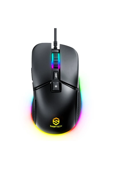 Sarftech Siyah Rgb 7 Tuşlu Drag Click 7.200Dpi Makrolu Yazılım App Destekli Gaming Oyuncu Mouse