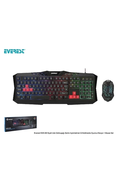 Everest Kmx-88 Usb Kablolu Siyah Gaming Q Klavye Mouse Set - 5