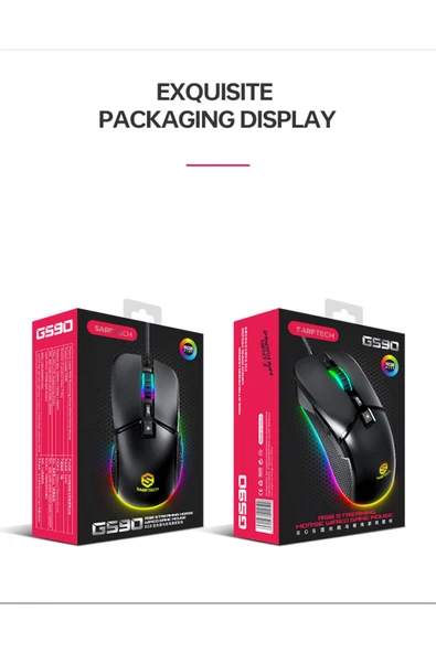 Sarftech Siyah Rgb 7 Tuşlu Drag Click 7.200Dpi Makrolu Yazılım App Destekli Gaming Oyuncu Mouse - 7