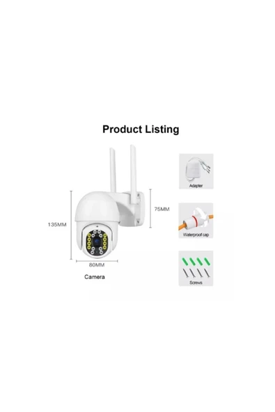 Sarftech 360 Derece Yönlendirilebilir Wifi Ip Su Geçirmez Iç Dış Mekan Kamera 32 Ledli 1080p Hd - Resim 2