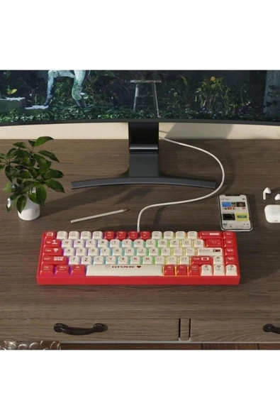 Sarftech AK680 Kablolu Red Switch Mekanik Klavye-Rainbow Aydınlatma Hot-Swap - 5