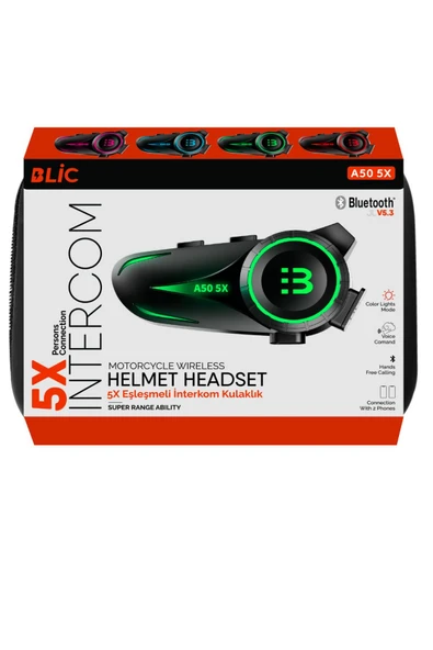 Sarftech 5X Eşleşmeli Grup Sürüş Telsizli Bluetooth 5.3 Motosiklet Kask Kulaklık Motorsiklet İntercom - 3
