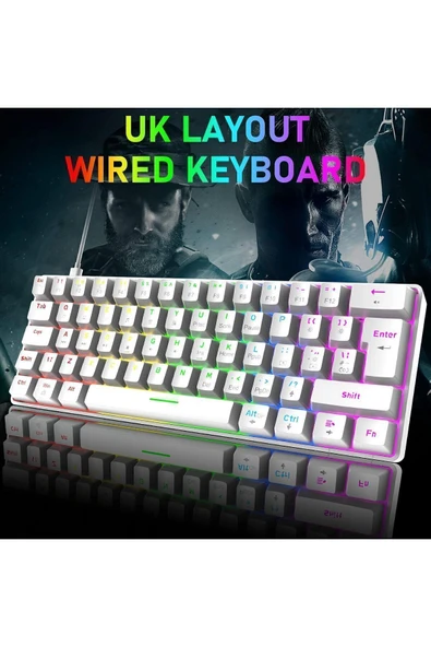 ATAsoft T60 Beyaz Red Kırmızı Switch Klavye Kablolu Gaming Driverli Oyuncu Klavyesi T60 Mini Q Klavye - 7