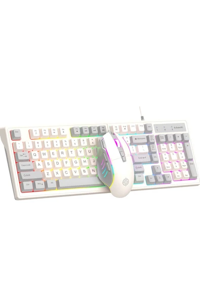 Sarftech KM-800 Grey Reinbow Aydınlatmalı Gaming Oyuncu Klavye Mouse Set