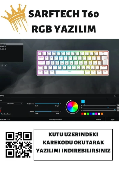 Sarftech T60 Siyah Rgb Uygulamalı Kırmızı Red Switch Gaming Klavye Rgb Kablolu Gaming Oyuncu Klavyesi - 3