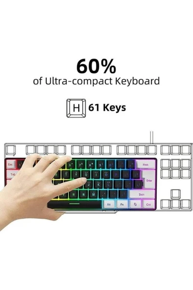 Sarftech K620 Rgb 61 Tuş Kırmızı Switch Type-c Kablolu Mekanik Klavye-hot Swap - 4