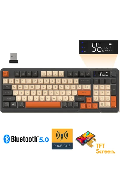 Sarftech Freewolf M96 2.4g Bt5.0 Çift Bağlantılı Tft Led Ekranlı Reinbow Gaming Oyuncu Klavye