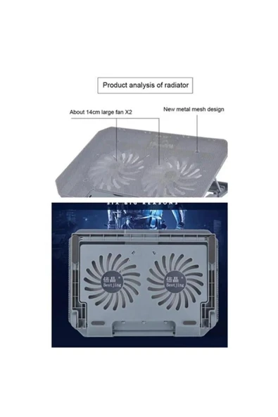 Sarftech Cf-02 Ayarlanabilir Çift Fanlı Dizüstü Bilgisayar Soğutma Fanı Uyumlu - 2