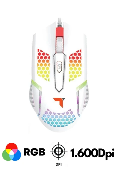 Sarftech USB Kablolu Argonomik Tasarım 1.600Dpi  RGB Aydınlatmalı Gaming Oyuncu Mouse