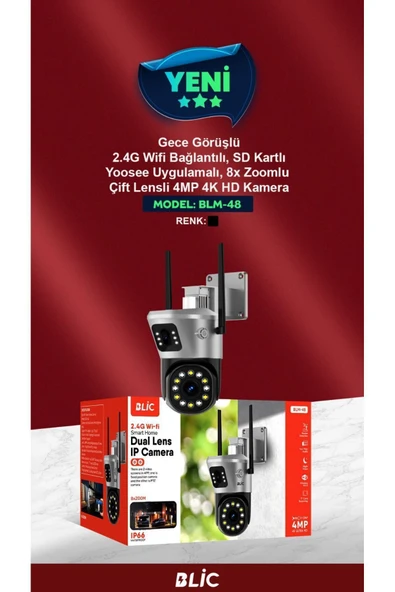 Sarftech 2 2 Mp Hd 4k Ip Kamera Wifi Özellikli Hareket Takipli Gece Sensörlü Güvenlik Kamerası Blm-48 - 4