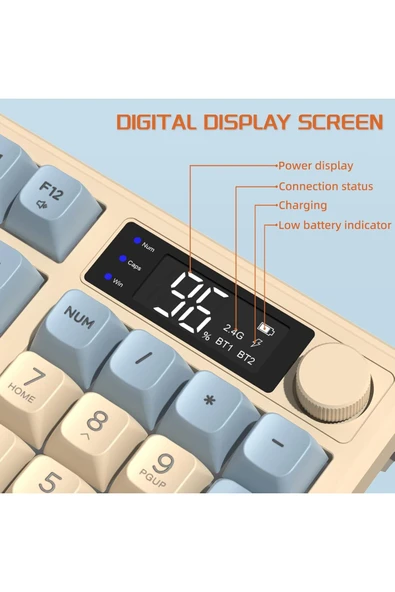 Sarftech Freewolf M96 2.4g Bt5.0 Çift Bağlantılı Tft Led Ekranlı Reinbow Gaming Oyuncu Klavye - 2