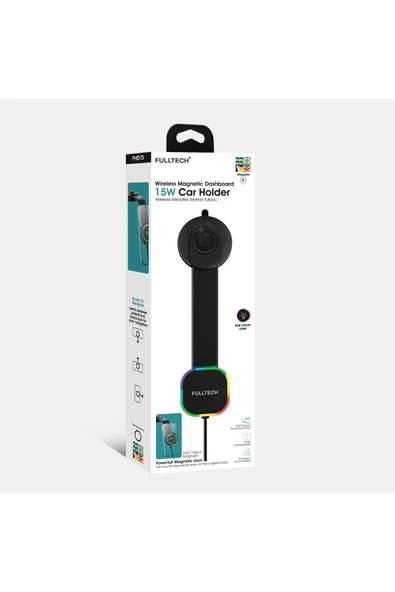 Sarftech RGB Zarif Tasarım 1.Sınıf Mıknatıslı 360° Dönen Başlıklı Sarj Özellikli Araç Içi Telefon Tutucu - 3
