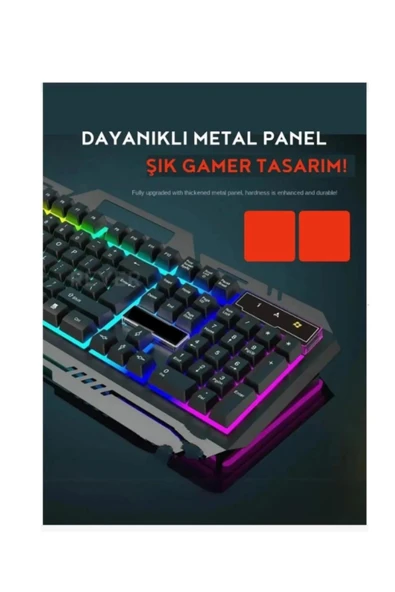 Sarftech Siyah Usb Gökkuşağı Zemin Aydınlatmalı Q Klavye + Mouse Set BKB9 - 5