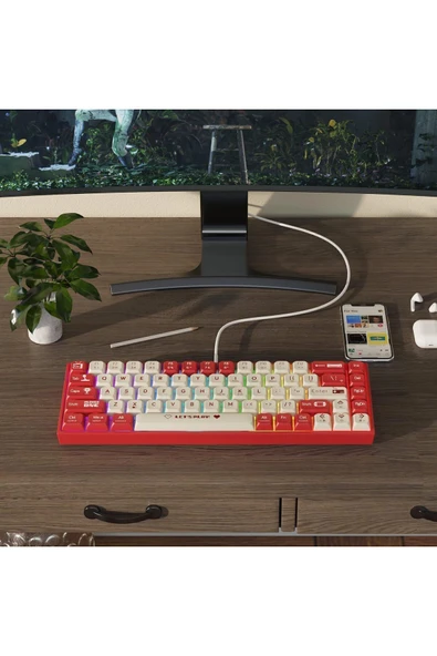 Ajazz Ak680 Kırmızı Switch Hot-swap Kablolu Mekanik Oyuncu Gaming Klavye - 6