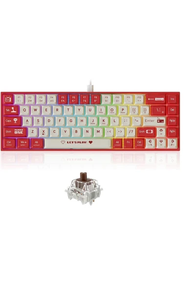 Ajazz AK680 Kablolu Red Switch Mekanik Klavye-Rainbow Aydınlatma Hot-Swap
