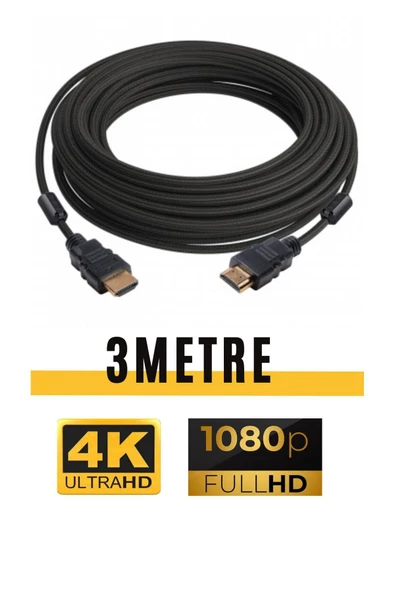 Sarftech Ultra HD 4K HDMI Kablosu 3Metre Yüksek Hızlı HI-Speed 3.0 Çift Kat 1.Sınıf Örgülü HDMI Kablo