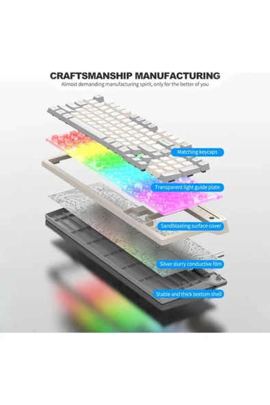 Sarftech KM-800 Grey Reinbow Aydınlatmalı Gaming Oyuncu Klavye Mouse Set - 2