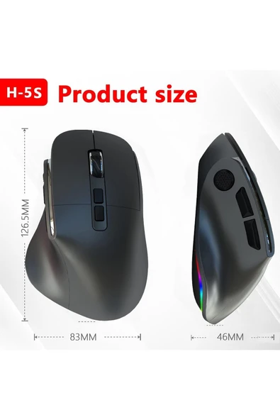 Sarftech Siyah Kablosuz Ergonomik Zarif Tasarım RGB Dual Moude 2.4Ghz+BT5.0 Ofis ve Gaming Oyuncu Faresi - 4