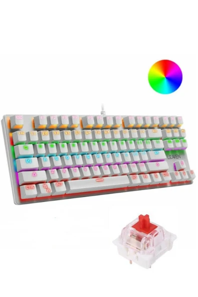 Sarftech Leaven K550 İngilizce Q Klavye Led RGB Kablolu Siyah Red Switch Mekanik Oyuncu Klavyesi - 2