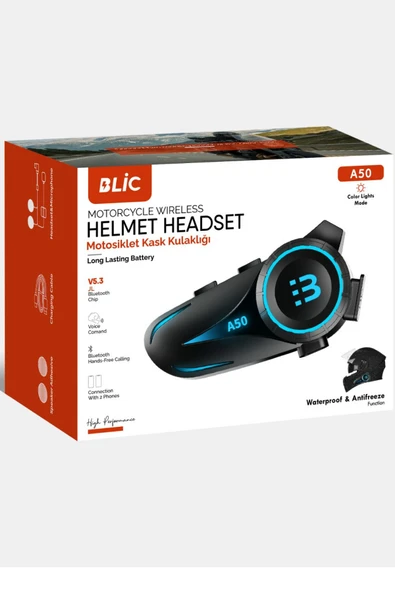 Sarftech Motosiklet Kask Kulaklık Intercom Işıklı Bluetooth V5.3 2800mAH Pil Motorsiklet Interkom - 2