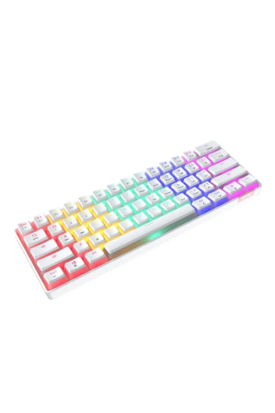 Sarftech Stk61 Beyaz Rgb Ledli Tam Mekanik Kahverengi Switch Gaming Bluetooth Kablosuz Oyuncu Klavyesi - 4