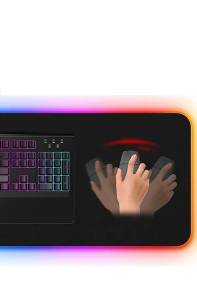 Sarftech 80x30 Rgb Mouse Pad Led Işıklı Speed Yüzey Su Geçirmez Gamepad Baskısız Siyah Renk Gaming Mousepad - 3