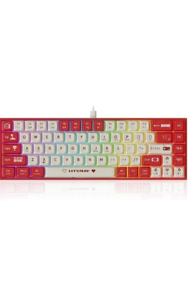 Sarftech AK680 Kablolu Red Switch Mekanik Klavye-Rainbow Aydınlatma Hot-Swap