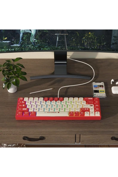 Ajazz AK680 Kablolu Red Switch Mekanik Klavye-Rainbow Aydınlatma Hot-Swap - 5